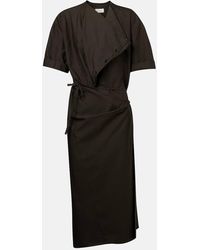 Lemaire - Draped Cotton And Silk Shirt Dress - Lyst