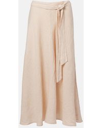 Velvet - Malina Linen Midi Skirt - Lyst