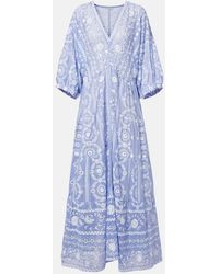 Juliet Dunn - Sequined Floral Cotton Maxi Dress - Lyst