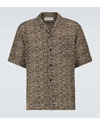 Saint Laurent Short-sleeved Leopard-print Silk Shirt - Brown