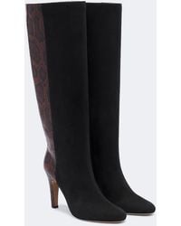 Ferragamo - Leather And Suede Knee-High Boots - Lyst