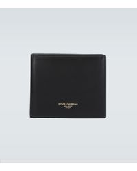 Dolce & Gabbana Bifold-geldbörse aus kalbsleder mit heissgeprägtem logo - Schwarz
