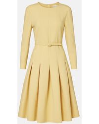 Oscar de la Renta - Pleated Crepe Midi Dress - Lyst