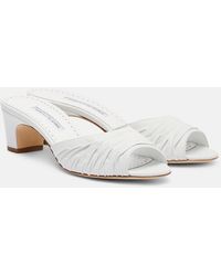 Manolo Blahnik - Piruabar 50 Ruched Leather Mules - Lyst