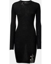 Versace - Safety Pin Ribbed-Knit Minidress - Lyst