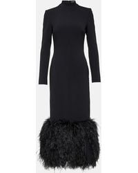 David Koma - Feather-Trimmed Cady Midi Dress - Lyst