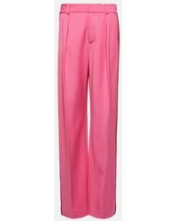 Area - Embellished Wool Wide-Leg Pants - Lyst