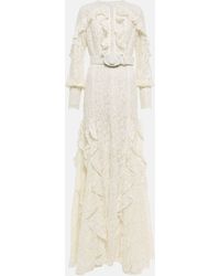 Costarellos - Patrice Belted Ruffled Lace Gown - Lyst