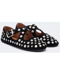 Alaïa - Studded Suede Ballet Flats - Lyst