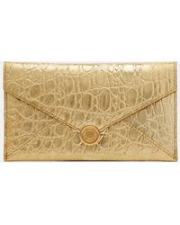 Dries Van Noten - Embossed Metallic Leather Clutch - Lyst