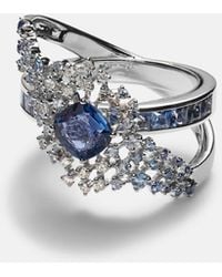 ANANYA - Scatter Orbit 18Kt Ring With Sapphires And Diamonds - Lyst