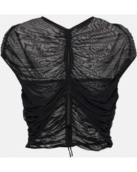 Mugler - Top cropped in mesh con cut-out - Lyst