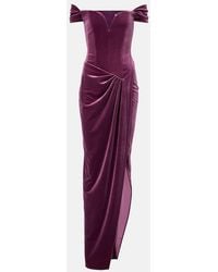 Alex Perry - Asymmetric Velvet Bustier Gown - Lyst
