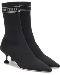 Miu Miu Ankle Boots aus Strick - Schwarz