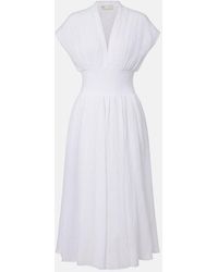 Tory Burch - Linen And Cotton Midi Dress - Lyst