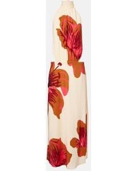 Johanna Ortiz - Floral Halterneck Silk Crepe Maxi Dress - Lyst