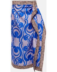Dries Van Noten - Printed Silk Twill Wrap Skirt - Lyst