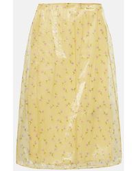 Jil Sander - Floral Organdy Midi Skirt - Lyst