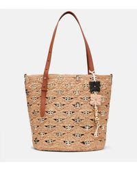 Rabanne - Small Embellished Raffia Tote Bag - Lyst