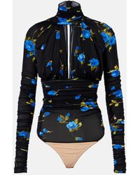 Blumarine - Cutout Floral Jersey Bodysuit - Lyst