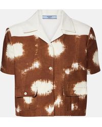 Prada - Printed Cropped Cotton Shirt - Lyst
