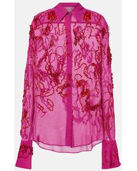 Dries Van Noten - Sequined Sheer Chiffon Blouse - Lyst