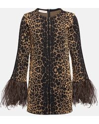 Valentino - Feather-trimmed Leopard-print Sweater - Lyst