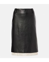 Magda Butrym - Crochet-Trimmed Leather Midi Skirt - Lyst