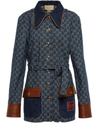 Gucci GG Jacquard Denim Jacket - Blue