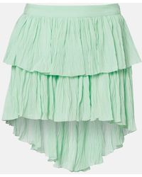 Blumarine - Plisse Tiered Georgette Miniskirt - Lyst