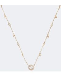 Gucci - Halskette Interlocking G Aus 18Kt Gelbgold Mit Diamanten - Lyst