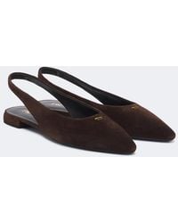 Prada - Suede Slingback Flats - Lyst