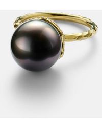 Octavia Elizabeth - Orb 18Kt Ring With Pearl And Diamonds - Lyst