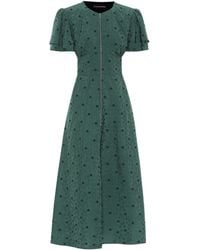 ALEXACHUNG Floral Jacquard Midi Dress - Green