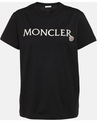 Moncler - Brand-appliqué Ribbed-trim Cotton T-shirt - Lyst