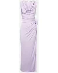 Magda Butrym - Draped Floral-Applique Jersey Maxi Dress - Lyst