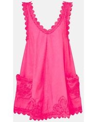 Juliet Dunn - Besticktes Minikleid Aus Baumwollpopeline - Lyst