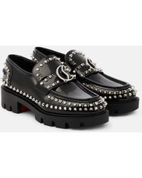 Christian Louboutin - Cl Moc Lug Spikes Leather Loafers - Lyst