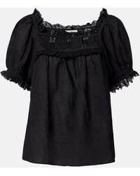 Doen - Frances Lace-Trimmed Cotton-Blend Top - Lyst