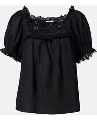 Doen - Frances Lace-Trimmed Cotton-Blend Top - Lyst