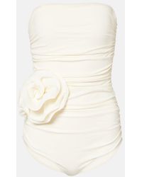 Magda Butrym - Floral-Applique Ruched Swimsuit - Lyst