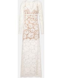 Self-Portrait - Bow-Detail Lace Maxi Dress - Lyst