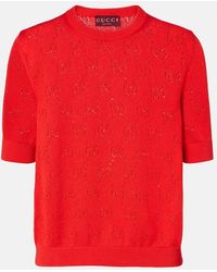 Gucci - Gg Pointelle Silk And Cotton Sweater - Lyst