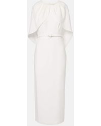 Roland Mouret - Vestido Midi De Crepe Saten Con Capa - Lyst
