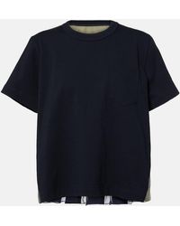 Sacai - T-Shirt Aus Baumwoll-Jersey Mit Twill - Lyst