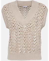 Brunello Cucinelli - Open-Knit Cotton-Blend Sweater Vest - Lyst