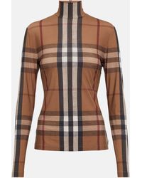 Burberry - Top Vintage Check a col roule - Lyst
