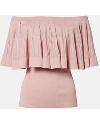 Zimmermann - Luna Knitted Ruffled Off-Shoulder Top - Lyst