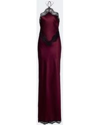 retroféte - Everly Lace-Trimmed Satin Maxi Dress - Lyst