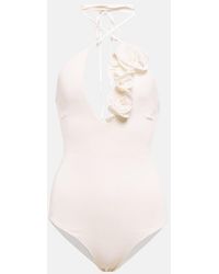 Magda Butrym - Ruffled Halterneck Jersey Bodysuit - Lyst